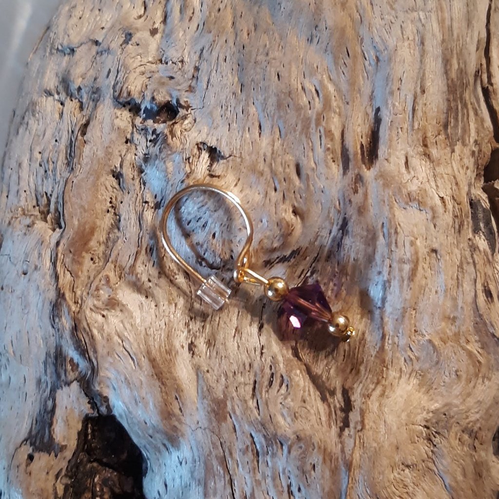 Gold Amethyst Beaded Belly Ring Dangle